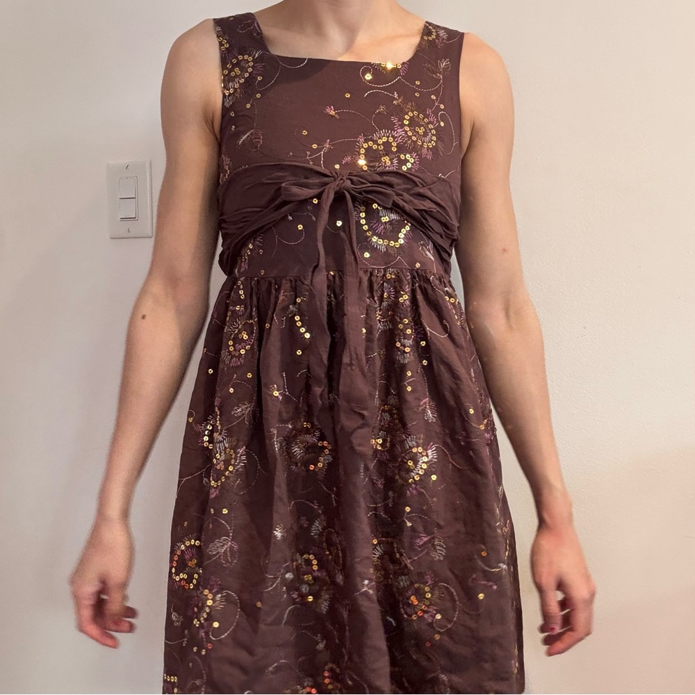 Elegant Brown Floral Dress